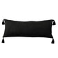 14" X 36" Black Lumbar Cotton Throw Pillow Cover