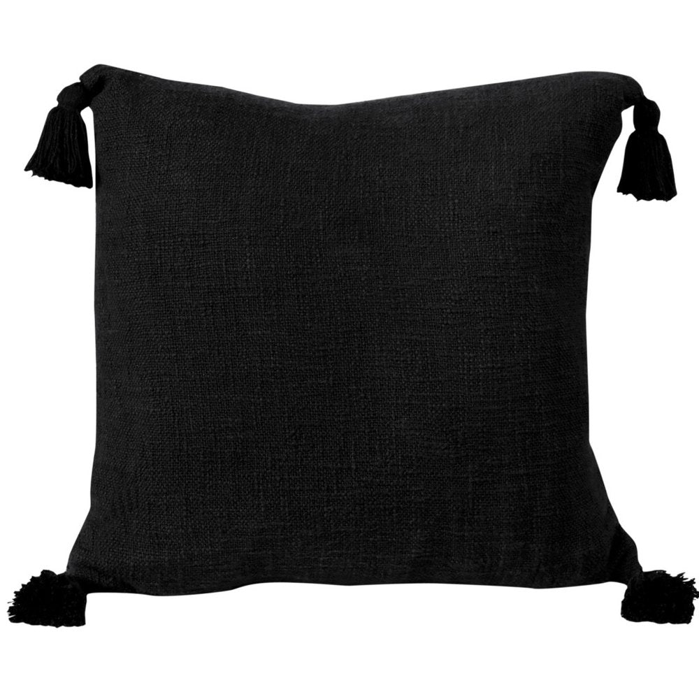 20" Black Cotton Throw Pillow Cover