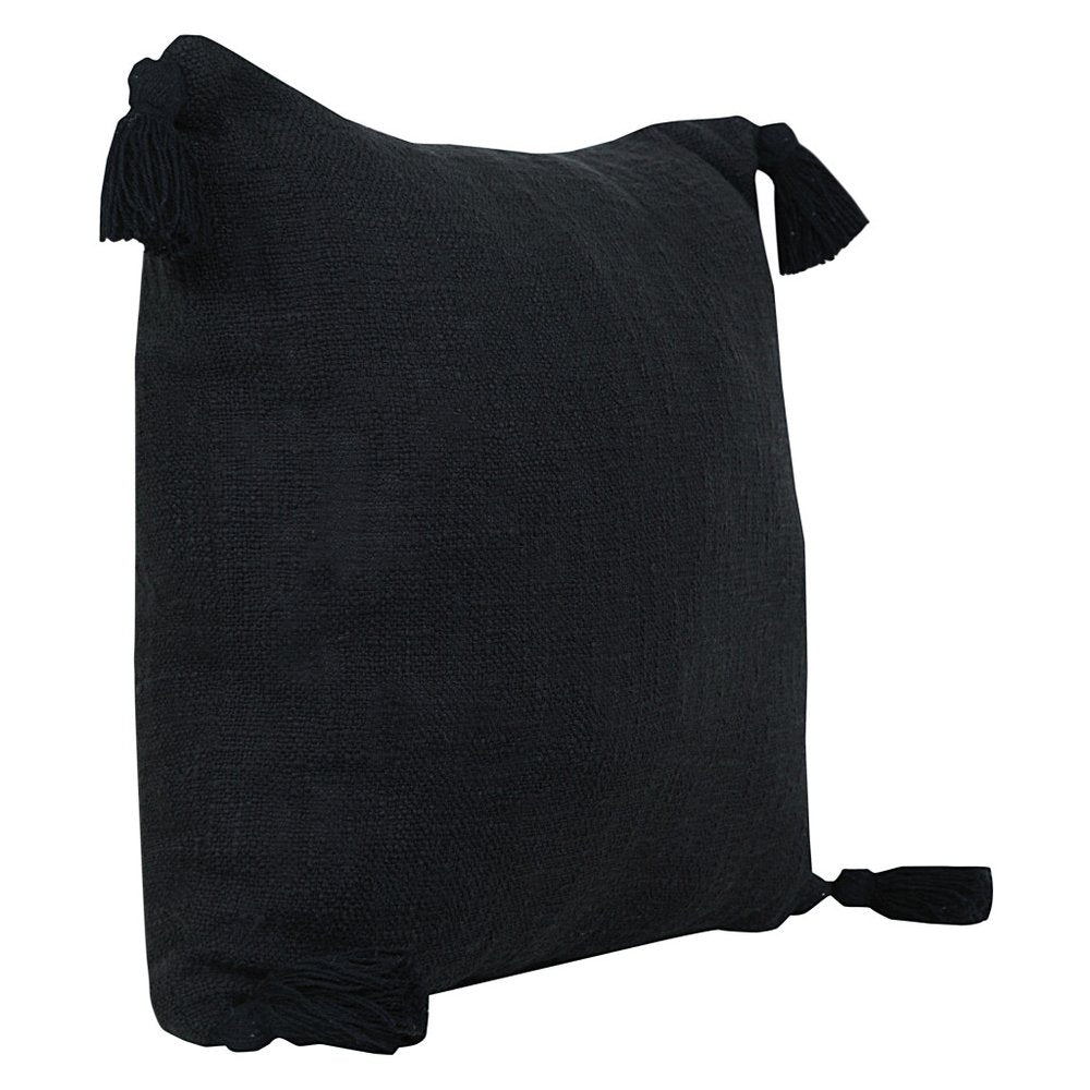 20" Black Cotton Throw Pillow Cover