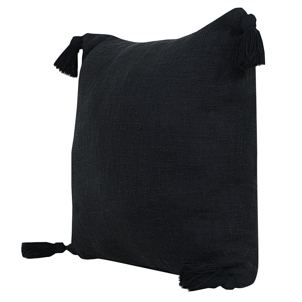 20" Black Cotton Throw Pillow Cover