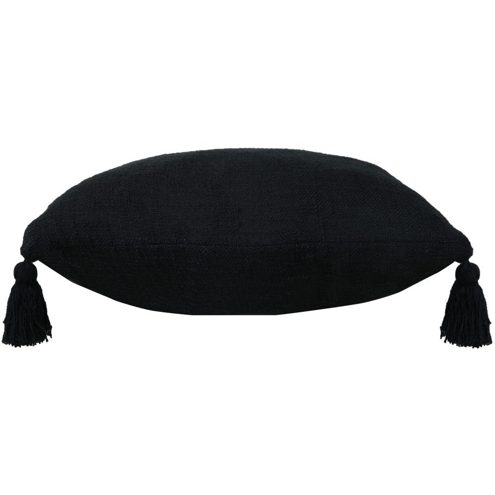 20" Black Cotton Throw Pillow Cover