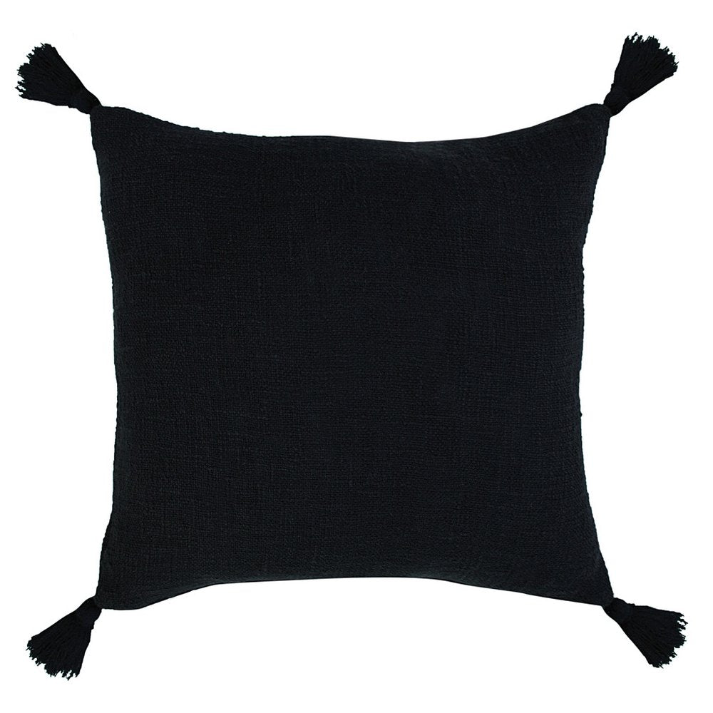 20" Black Cotton Throw Pillow Cover