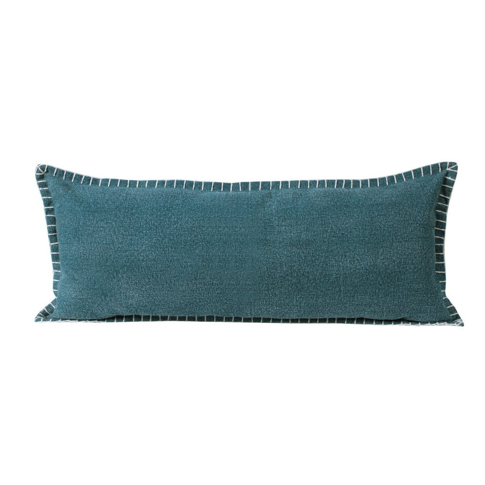 14" X 36" Green Lumbar Cotton Throw Pillow Cover