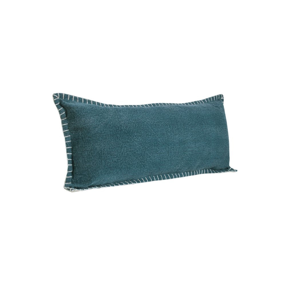 14" X 36" Green Lumbar Cotton Throw Pillow Cover