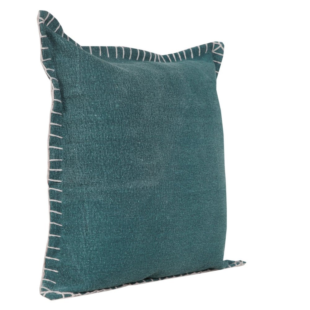20" Green Cotton Throw Pillow Cover