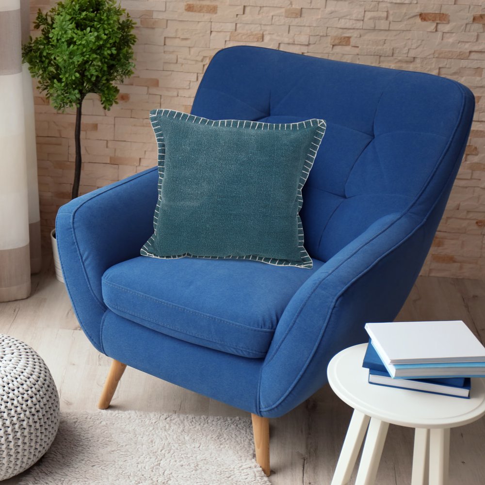 20" Green Cotton Throw Pillow Cover