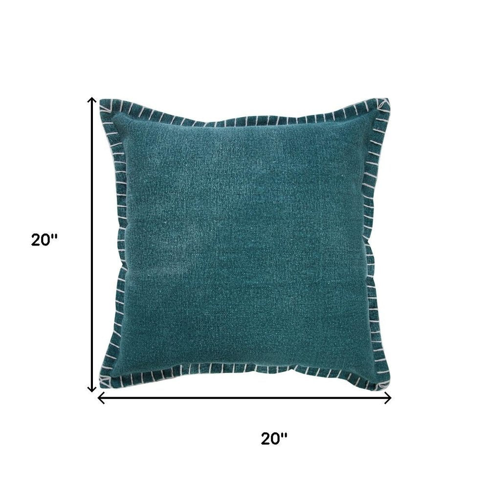 20" Green Cotton Throw Pillow Cover