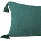 14" X 36" Green Lumbar Cotton Throw Pillow Cover