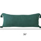 14" X 36" Green Lumbar Cotton Throw Pillow Cover