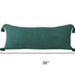 14" X 36" Green Lumbar Cotton Throw Pillow Cover