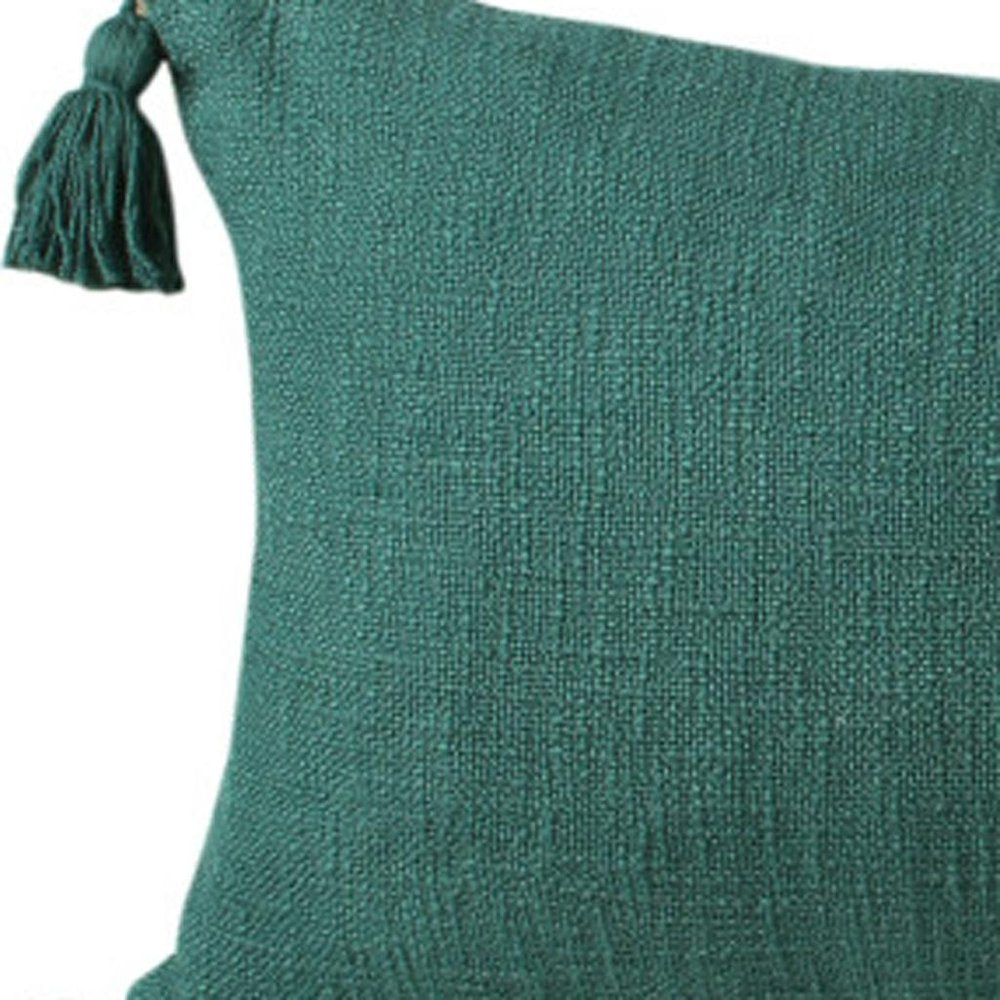 14" X 36" Green Lumbar Cotton Throw Pillow Cover