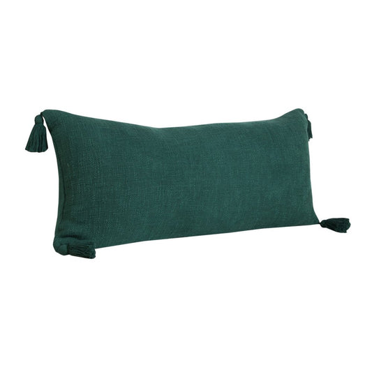 14" X 36" Green Lumbar Cotton Throw Pillow Cover