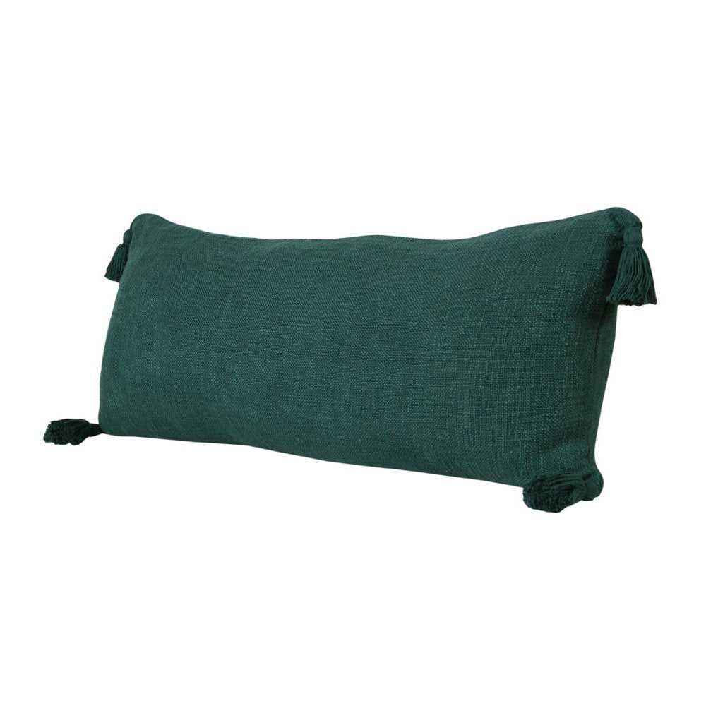 14" X 36" Green Lumbar Cotton Throw Pillow Cover