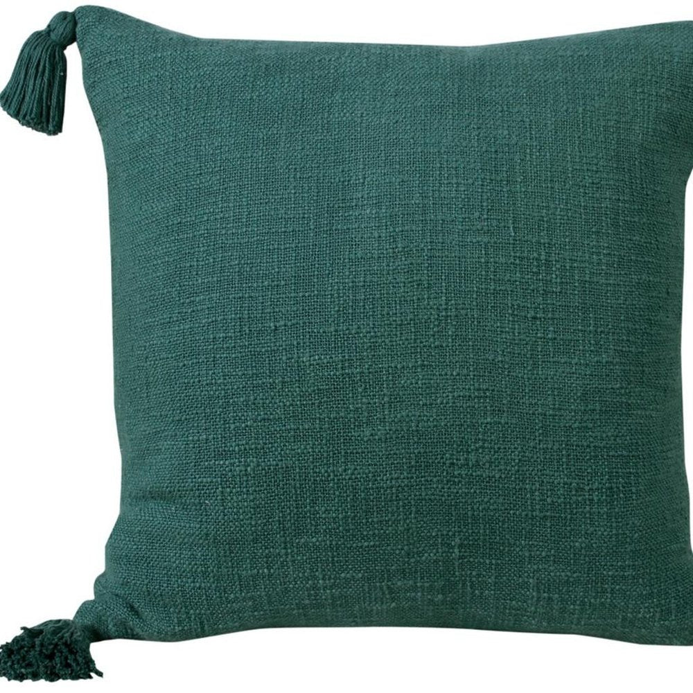 20" Green Cotton Throw Pillow Cover