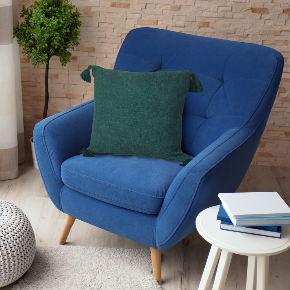 20" Green Cotton Throw Pillow Cover