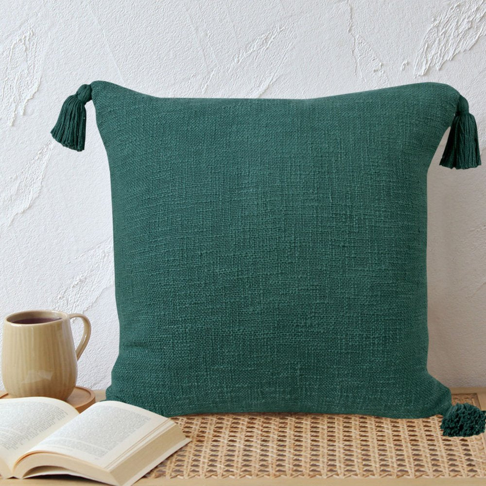 20" Green Cotton Throw Pillow Cover