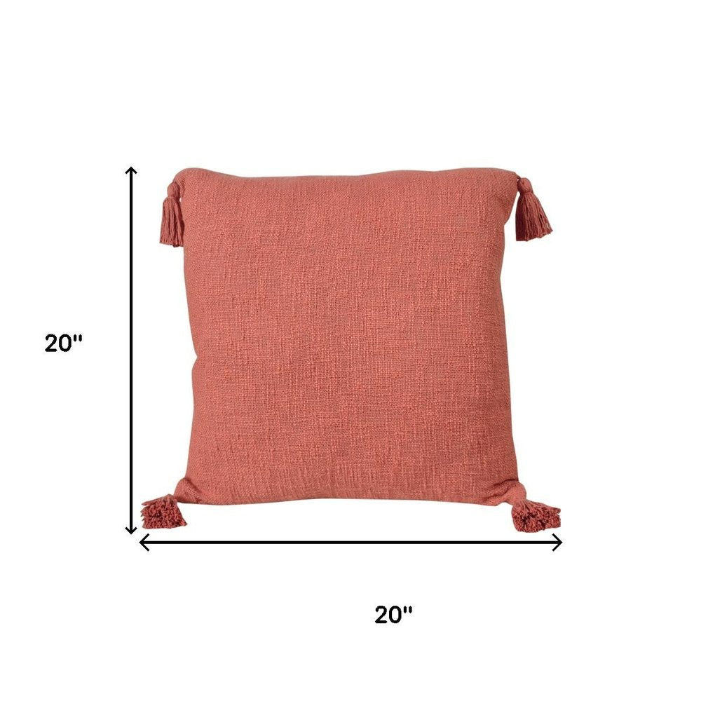 20" Red And Orange Cotton Throw Pillow Cover