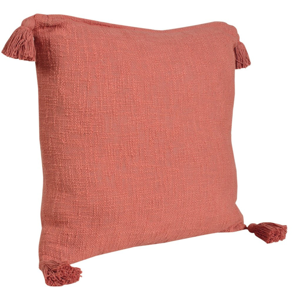20" Red And Orange Cotton Throw Pillow Cover