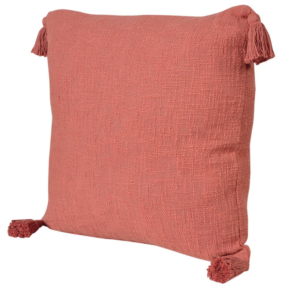 20" Red And Orange Cotton Throw Pillow Cover