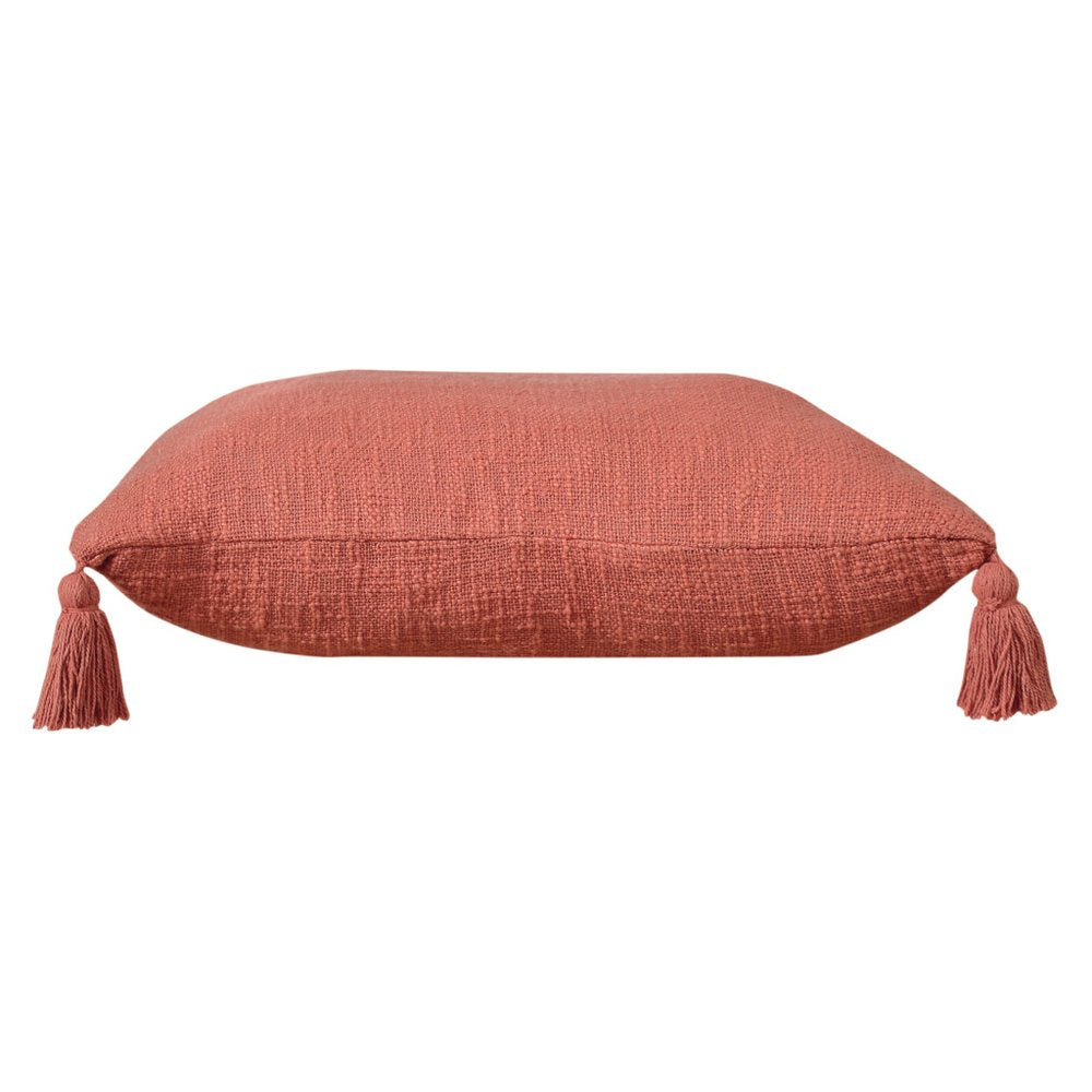 20" Red And Orange Cotton Throw Pillow Cover