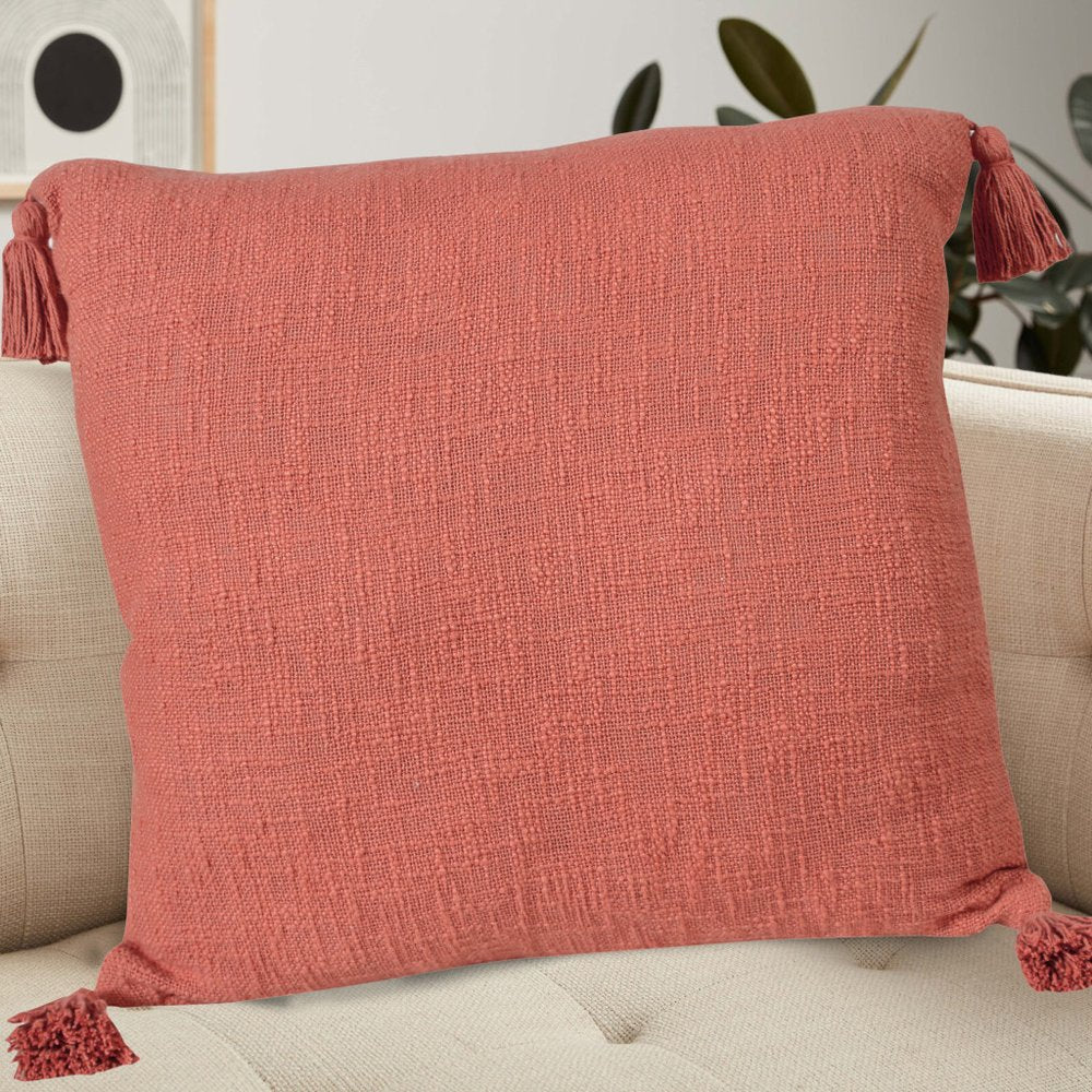 20" Red And Orange Cotton Throw Pillow Cover