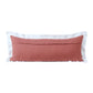 14" X 36" Pink And White Lumbar Color Block Cotton Throw Pillow Cover