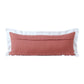 14" X 36" Coral And White Lumbar Color Block Cotton Throw Pillow Cover
