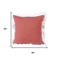 20" Coral And White Color Block Cotton Throw Pillow Cover