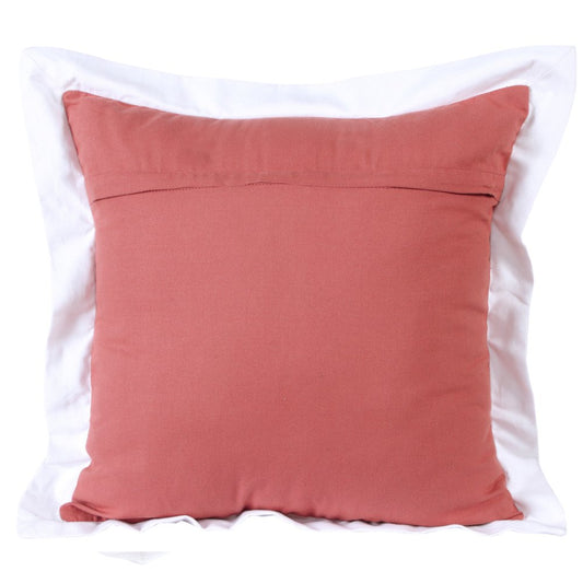 20" Coral And White Color Block Cotton Throw Pillow Cover
