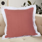 20" Pink And White Color Block Cotton Throw Pillow Cover