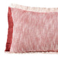 14" X 36" Red And White Lumbar Color Block Cotton Throw Pillow Cover with Fringe