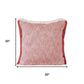 20" Red And White Color Block Cotton Throw Pillow Cover with Fringe