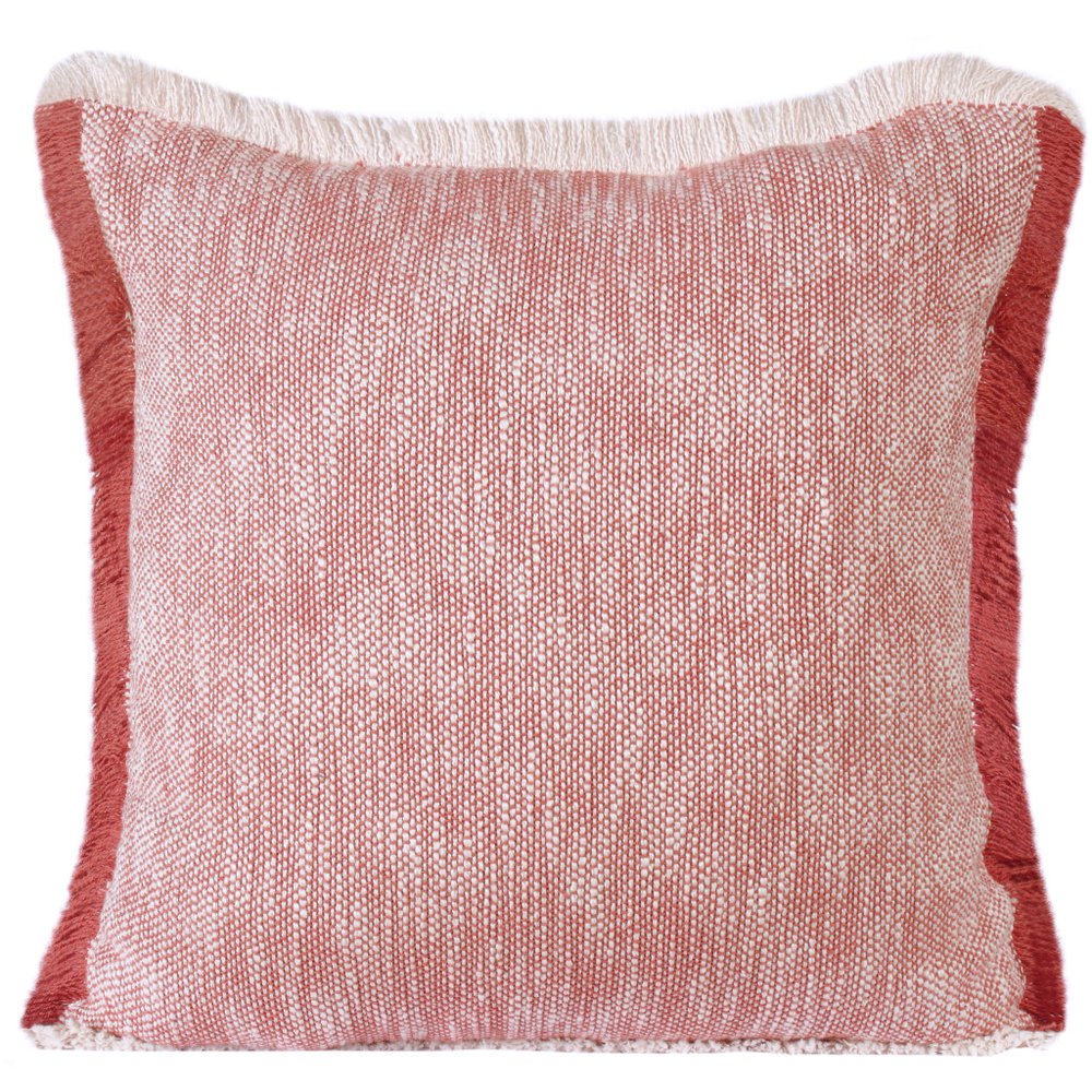 20" Red And White Color Block Cotton Throw Pillow Cover
