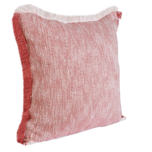 20" Red And White Color Block Cotton Throw Pillow Cover