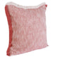 20" Red And White Color Block Cotton Throw Pillow Cover with Fringe