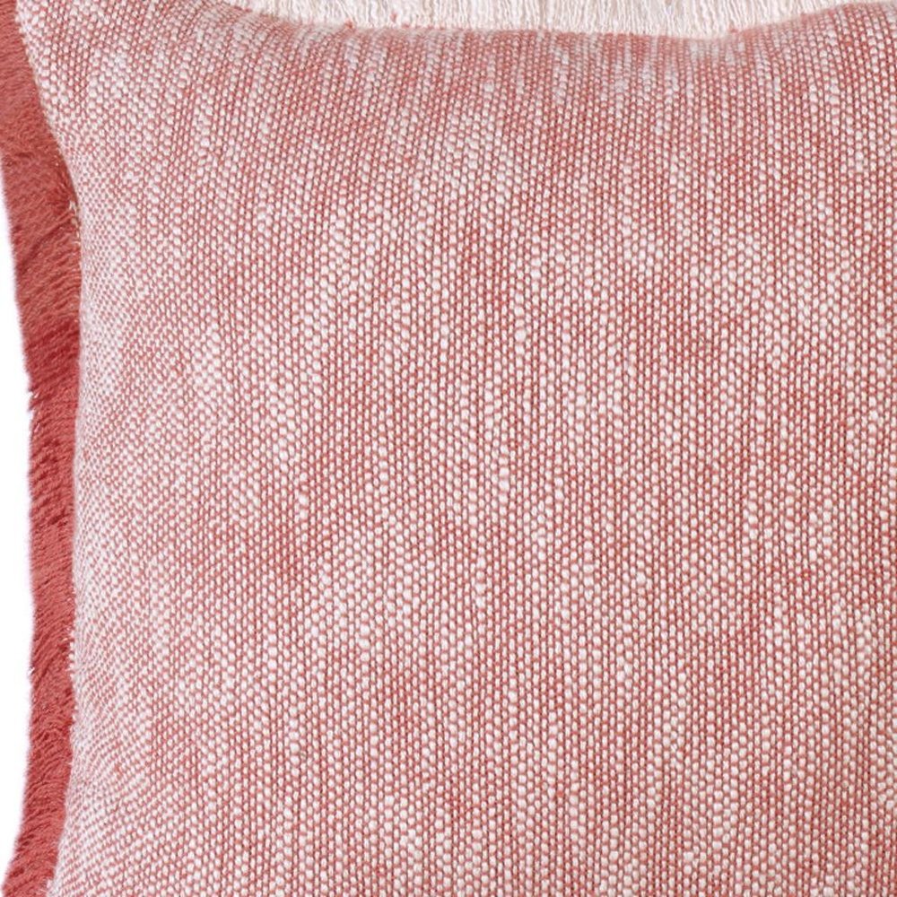 20" Red And White Color Block Cotton Throw Pillow Cover