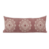 14" X 36" Dusty Rose And White Lumbar Medallion Cotton Throw Pillow Cover