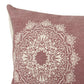 14" X 36" Dusty Rose And White Lumbar Medallion Cotton Throw Pillow Cover