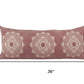 14" X 36" Dusty Rose And White Lumbar Medallion Cotton Throw Pillow Cover