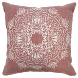20" Red And White Medallion Cotton Throw Pillow Cover