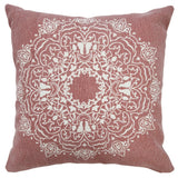 20" Dusty Rose And White Medallion Cotton Throw Pillow Cover