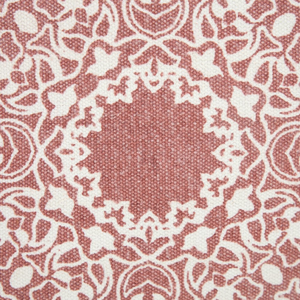 20" Dusty Rose And White Medallion Cotton Throw Pillow Cover
