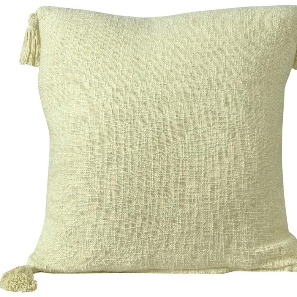 20" Yellow Cotton Throw Pillow Cover