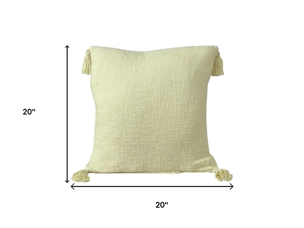 20" Yellow Cotton Throw Pillow Cover