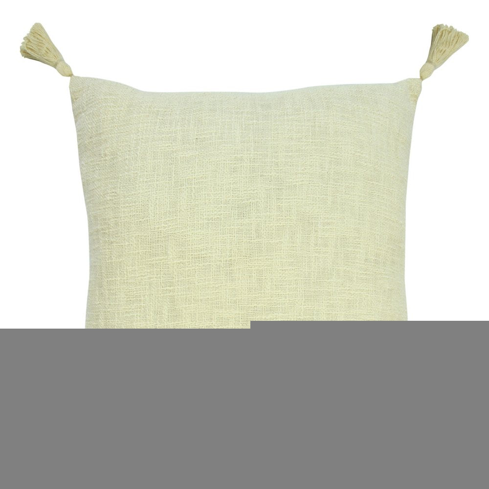 20" Yellow Cotton Throw Pillow Cover