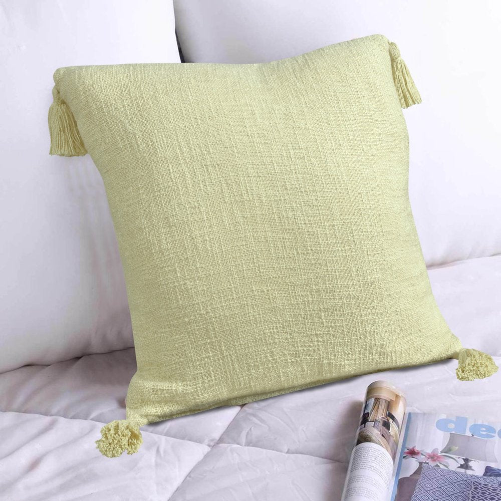 20" Yellow Cotton Throw Pillow Cover
