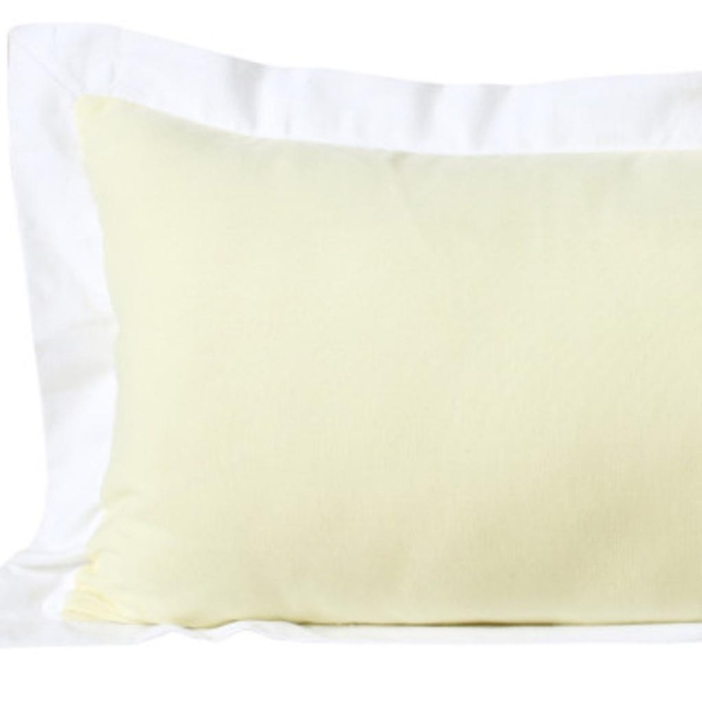 14" X 36" Yellow And White Lumbar Color Block Cotton Throw Pillow Cover
