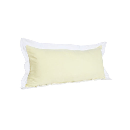 14" X 36" Yellow And White Lumbar Color Block Cotton Throw Pillow Cover