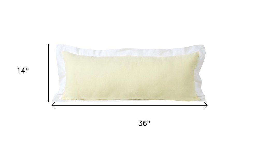 14" X 36" Yellow And White Lumbar Color Block Cotton Throw Pillow Cover