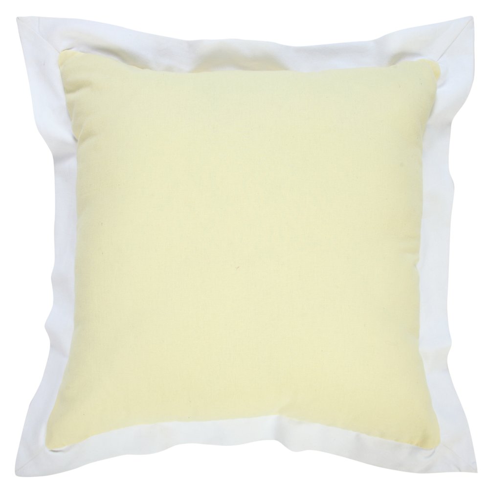 20" Yellow And White Color Block Cotton Throw Pillow Cover